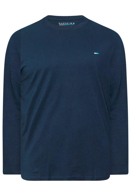 BadRhino Big & Tall Navy Blue Plain Long Sleeve T-Shirt 3