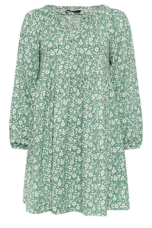 YOURS Plus Size Green Floral Print Textured Midi Dress | Yours Clothing 5