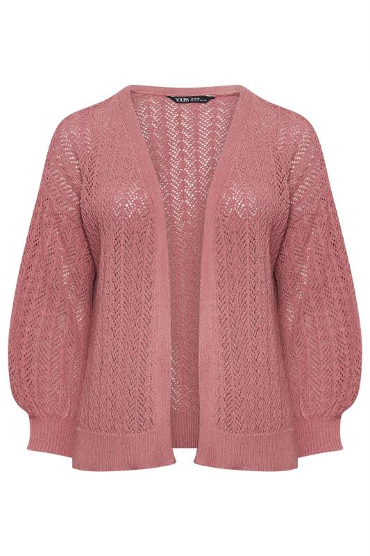 YOURS Plus Size Pink Pointelle Cardigan | Yours Clothing 6