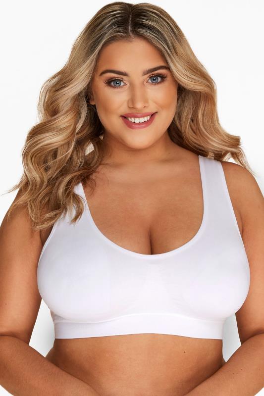 2 PACK White & Black Seamless Padded Non-Wired Bralettes | Yours Clothing 3