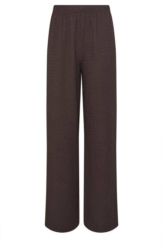 LTS Tall Women's Chocolate Brown Textured Elasticated Wide Leg Trousers | Long Tall Sally 5