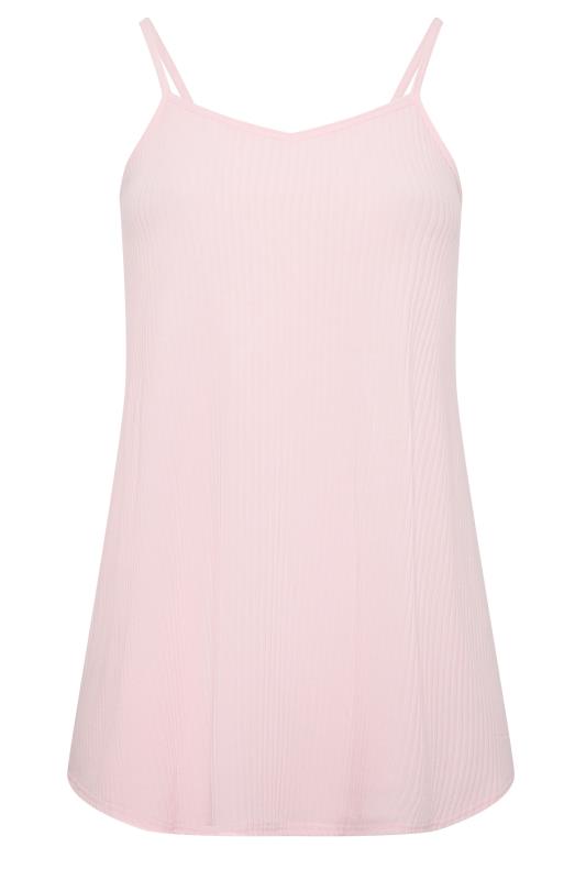 YOURS Curve Plus Size Dusky Pink Ribbed Swing Cami Vest Top | Yours Clothing  6