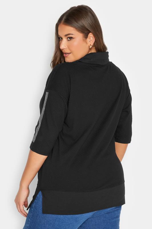 Plus Size Black Stud Sleeve Sweatshirt | Yours Clothing 3