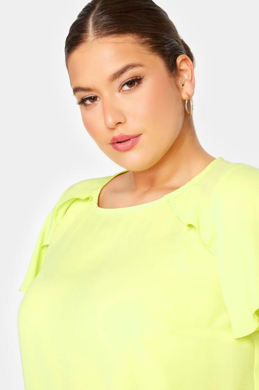 YOURS Plus Size Curve Yellow Frill Short Sleeve Blouse | Yours Clothing  4
