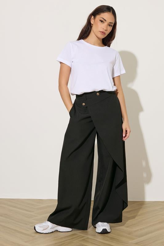  PixieGirl Petite Black Wrap Wide Leg Trousers