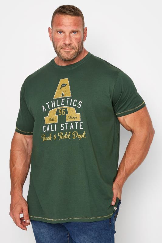 D555 Big & Tall Green 'Athletics Cali State' Printed T-Shirt 1