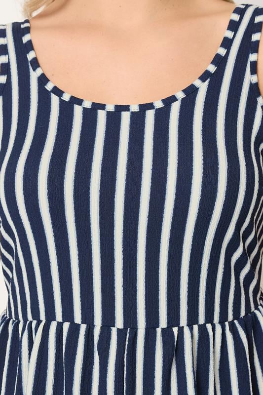 YOURS Plus Size Navy Blue Stripe Textured Playsuit | Yours Clothing 4
