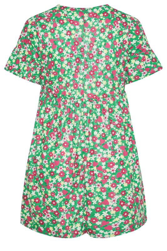 Curve Green Floral Smock Tunic Dress 7