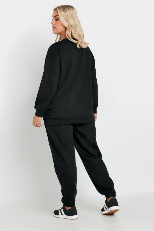 YOURS Plus Size Black Jogger Set | Yours Clothing 3