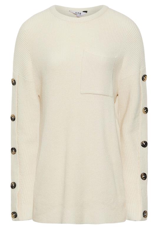 LTS Tall Ivory White Button Sleeve Jumper 6