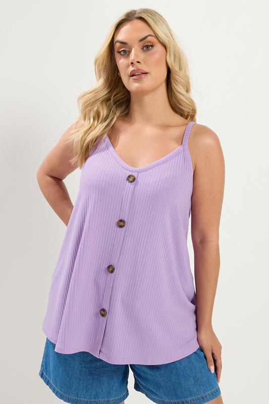  YOURS Lilapaarse geribbelde swingtop