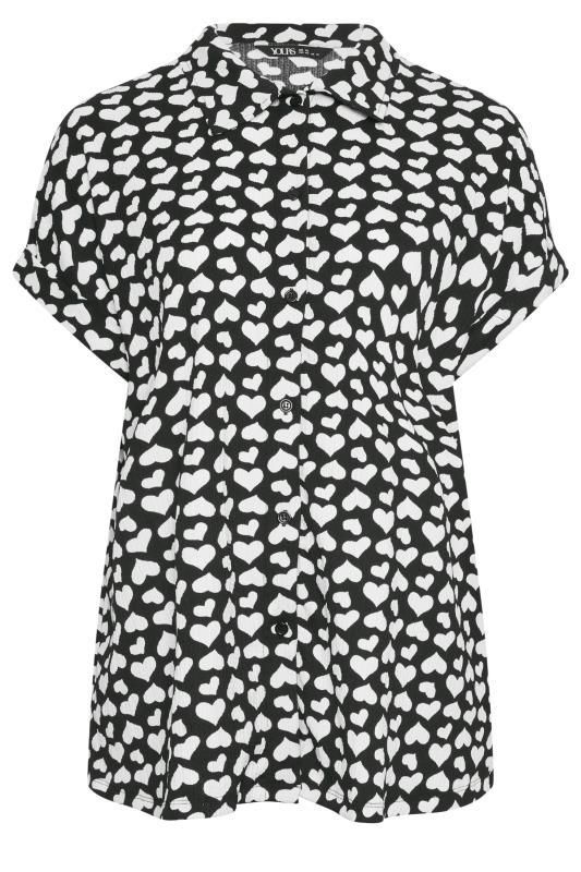 YOURS Plus Size Black Heart Print Button Front Shirt | Yours Clothing 5