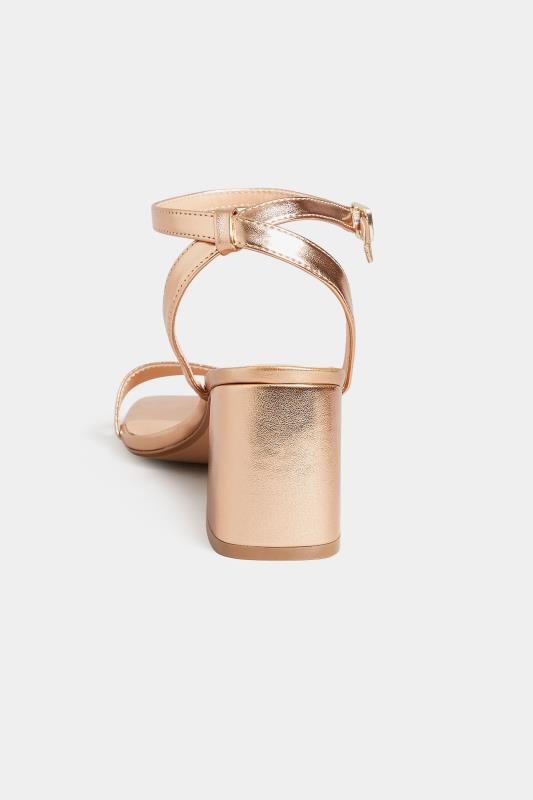 LIMITED COLLECTION Rose Gold Block Heel Sandals In Wide E Fit & Extra Wide EEE Fit | Yours Clothing 4