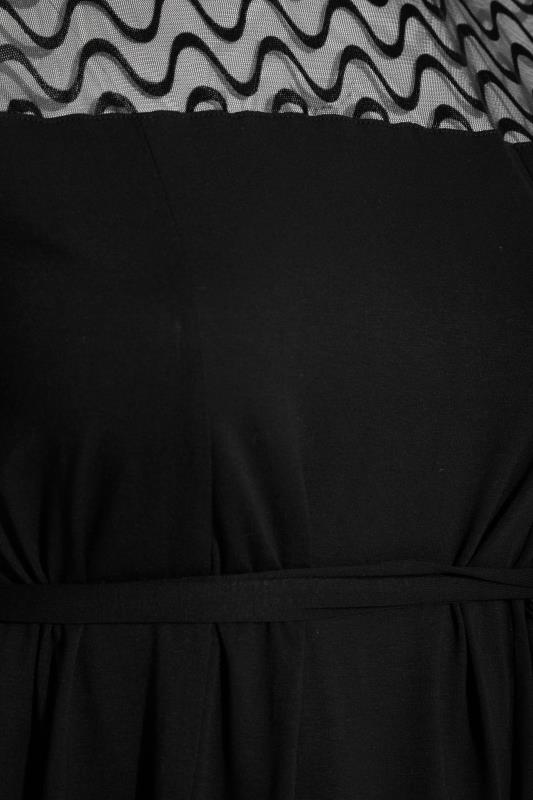 Plus Size Black Swirl Mesh Peplum Top | Yours Clothing 5