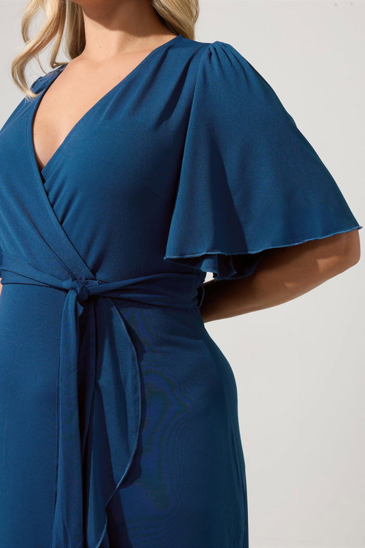 ladies wrap dress Yours London Women's Plus Size Blue Short Sleeve Ruffle Maxi Size 10 Black wrap