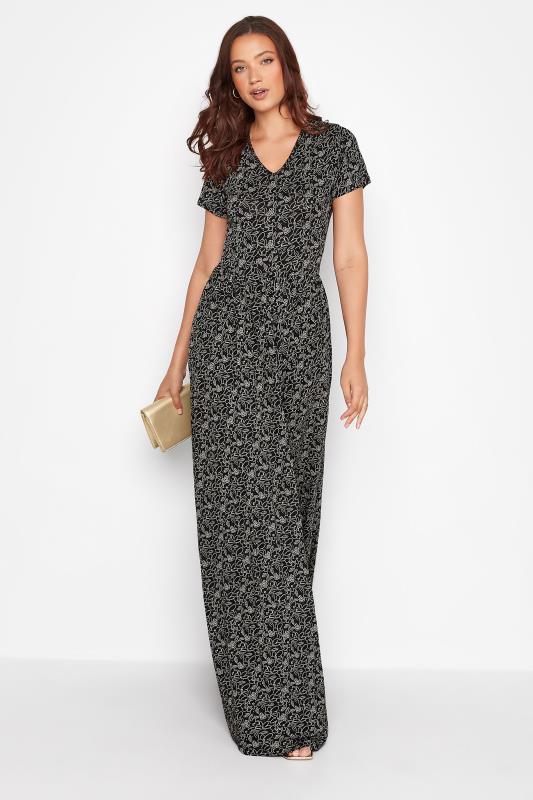 LTS Tall Women's Black Sketch Floral Maxi Dress | Long Tall Sally 2