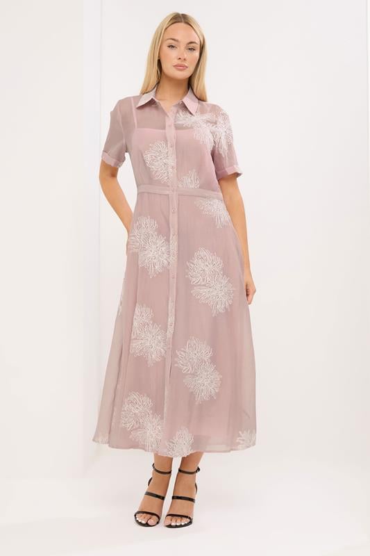  STAR Robe-chemise rose brodée