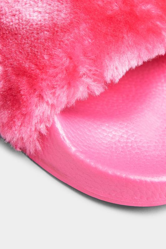 Pink Vegan Fur Sliders In Standard D Fit 6