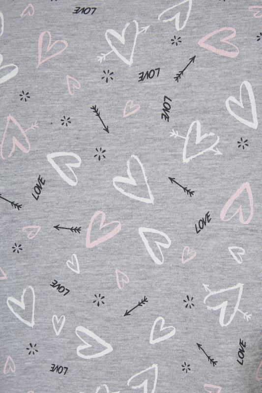 Curve Grey Heart Graffiti Print Drawstring Pyjama Set 4