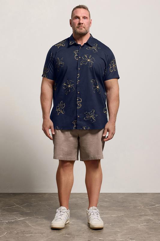 BEN SHERMAN Big & Tall Navy Blue Floral Print Shirt | BadRhino 1