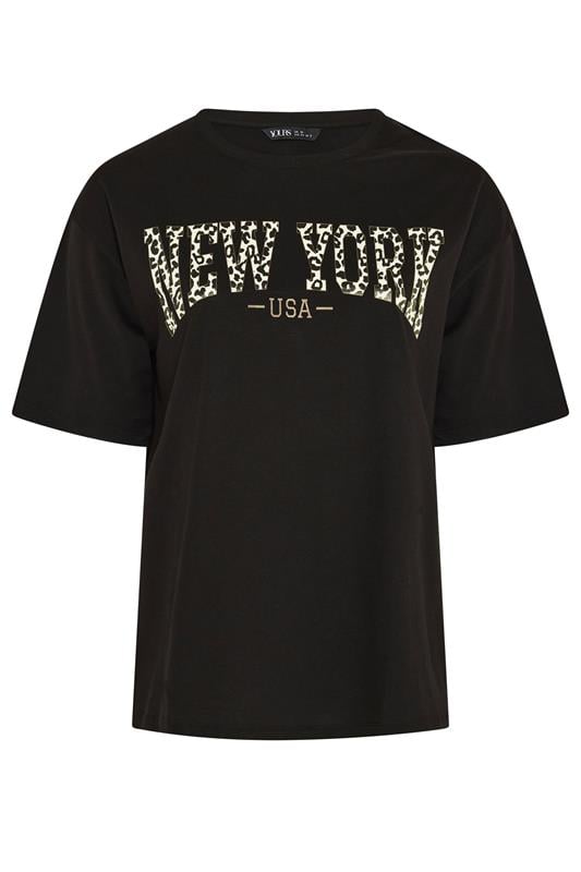 YOURS Plus Size Black 'New York' Leopard T-Shirt | Yours Clothing 5