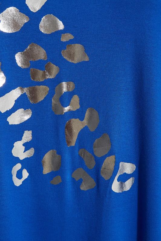 LIMITED COLLECTION Curve Cobalt Blue Foil Leopard Print Oversized T-Shirt 5