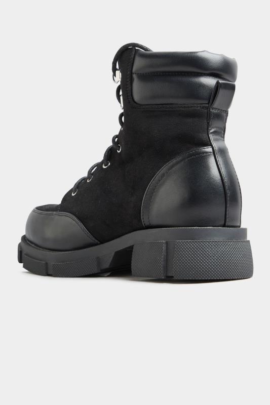 LIMITED COLLECTION Black Faux Suede & Leather Lace Up Boots In Wide Fit | Yours Clothing 6