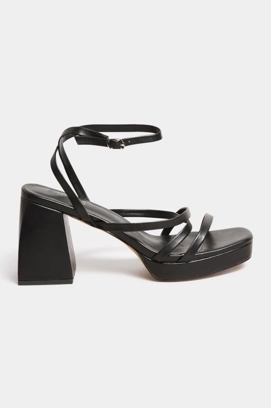 LIMITED COLLECTION Black Strappy Faux Leather Platform Block Heel Sandals | Yours Clothing  3