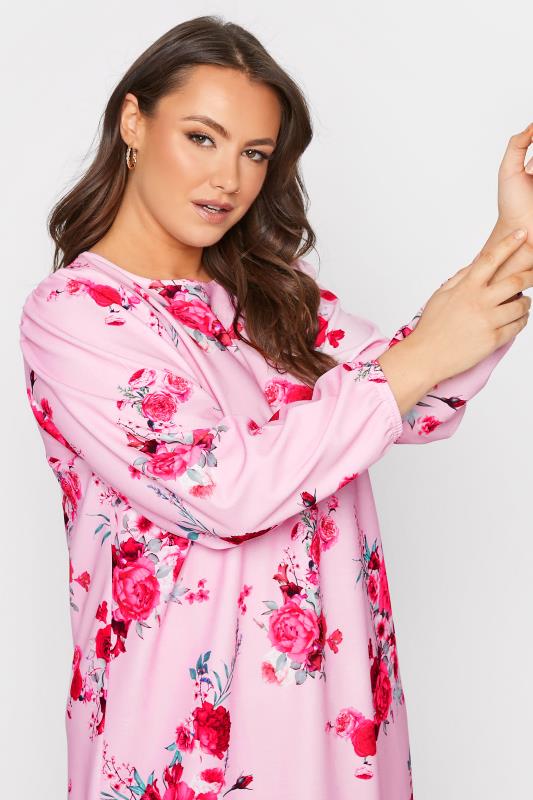 YOURS LONDON Plus Size Pink Floral Shift Dress | Yours Clothing 4