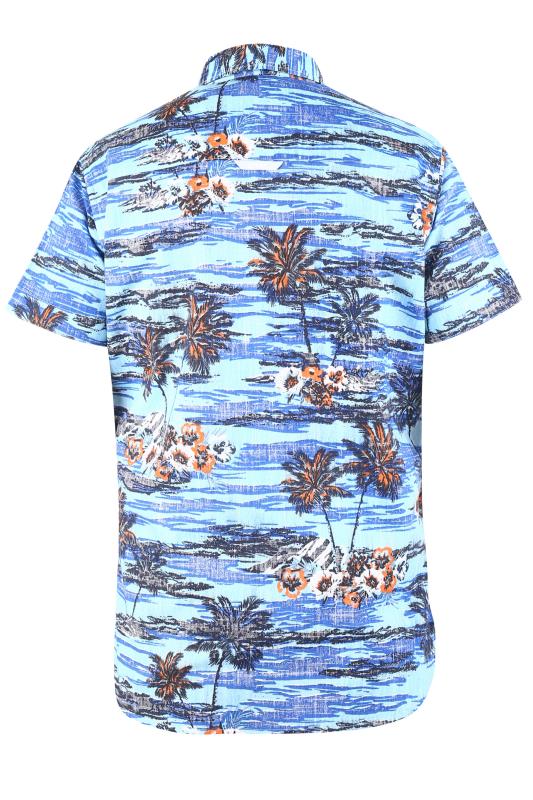 D555 Big & Tall Light Blue Hawaiian Print Shirt 2