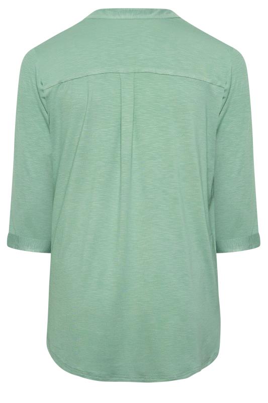 YOURS Plus Size Green Half Placket Blouse | Yours Clothing  7