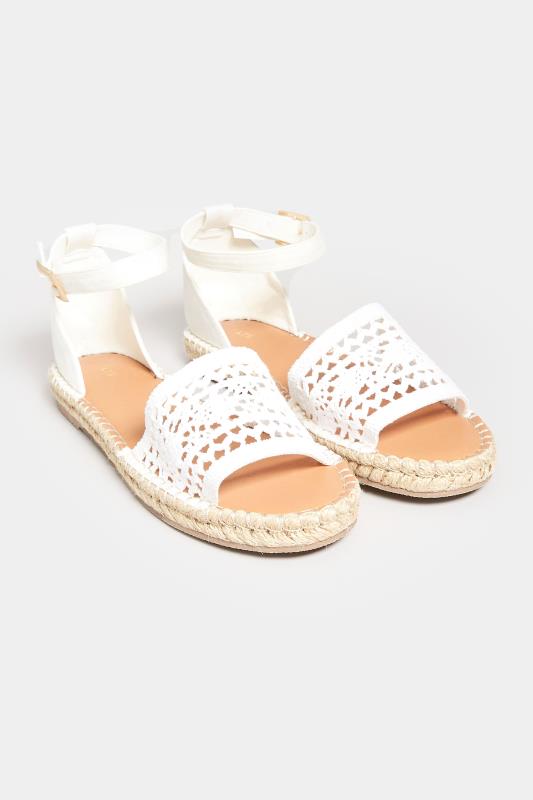 LTS White Espadrille Sandals In Standard Fit| Long Tall Sally  2