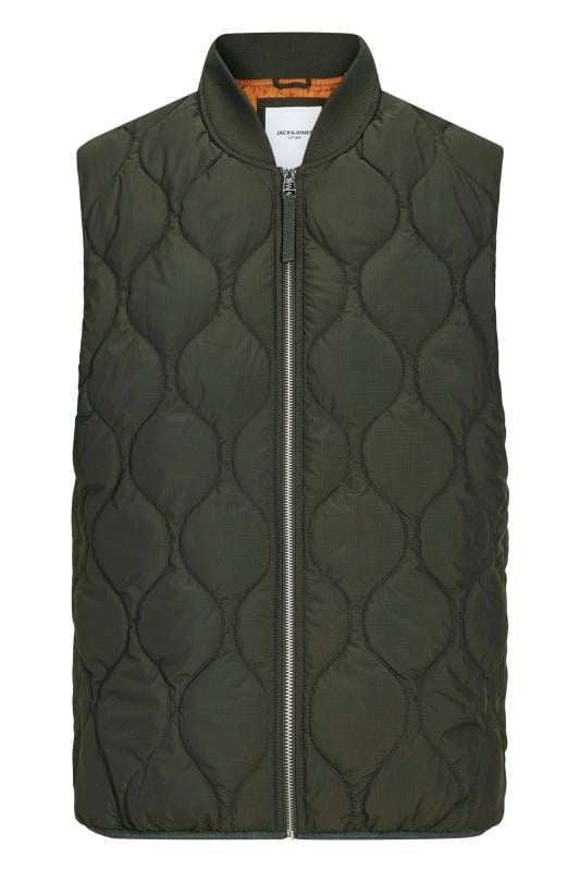 JACK & JONES Big & Tall Green Waterproof Quilted Gilet | BadRhino 2