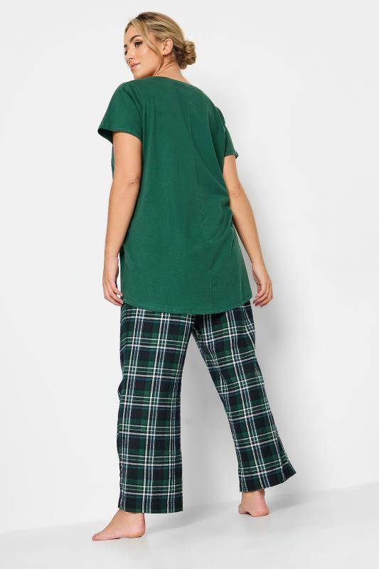 LIMITED COLLECTION Plus Size Green Tartan Check Pocket Pyjama Top | Yours Clothing 4