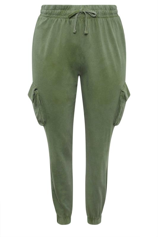 YOURS Plus Size Khaki Green Cargo Pocket Joggers | Yours Clothing 5