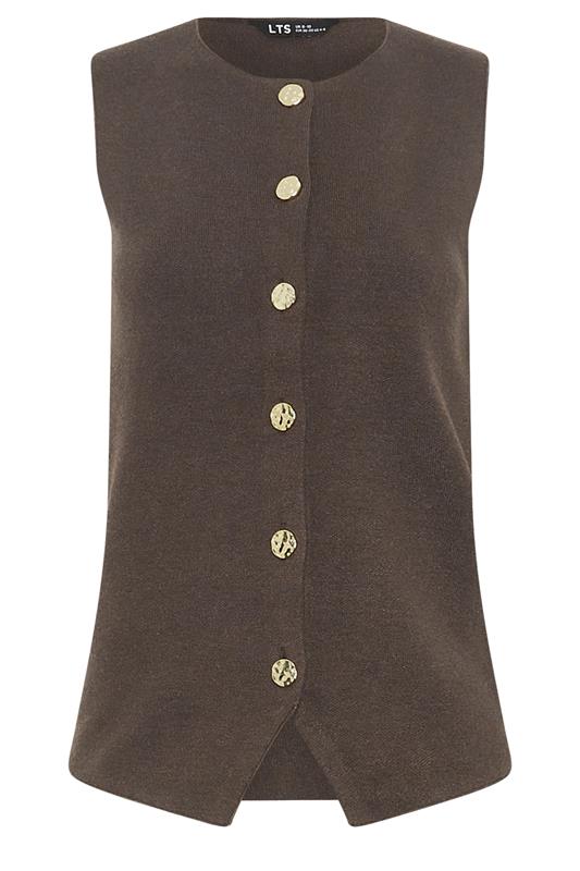LTS Tall Women's Chocolate Brown Button Vest Top | Long Tall Sally 5