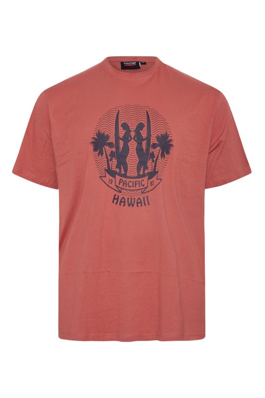 ESPIONAGE Big & Tall Orange Hawaii Print T-Shirt 3