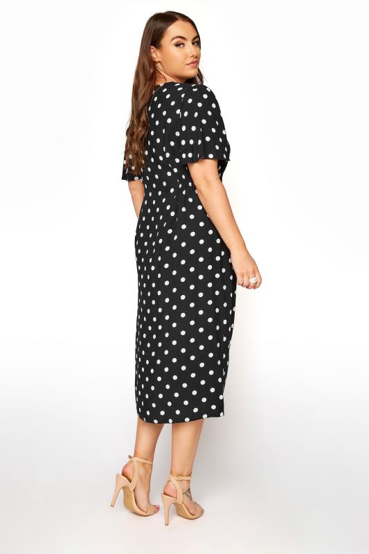 Plus Size Yours London Black Polka Dot Button Through Midi Dress Yours Clothing 8513