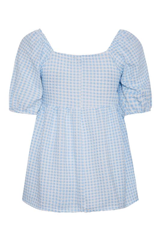 LIMITED COLLECTION Curve Light Blue Gingham Milkmaid Top_BK.jpg