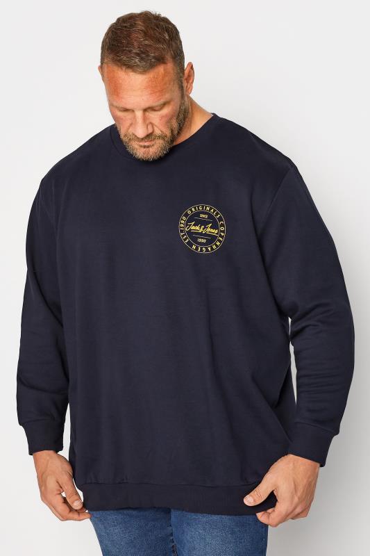 JACK & JONES Big & Tall Navy Blue Move Logo Sweatshirt 1