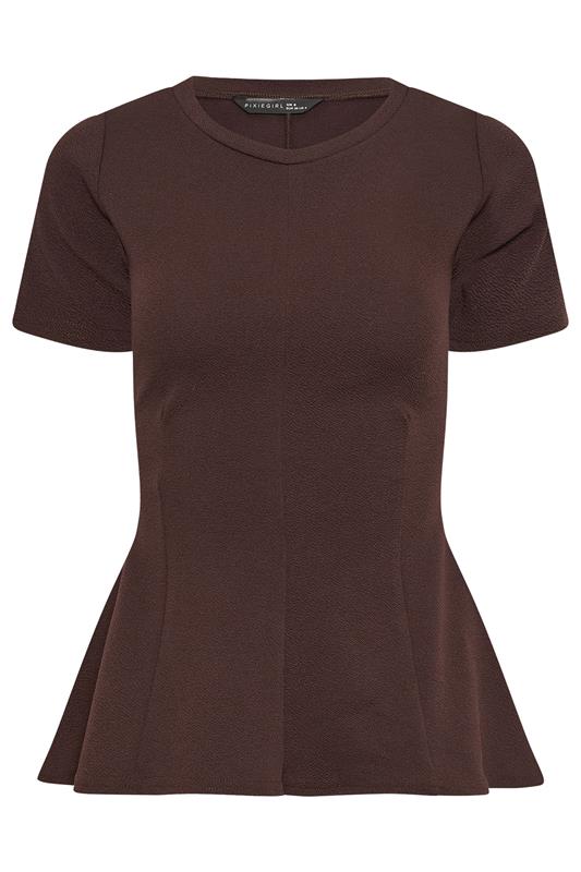 PixieGirl Petite Women's Chocolate Brown Cotton Cinched Waist Top | PixieGirl 5