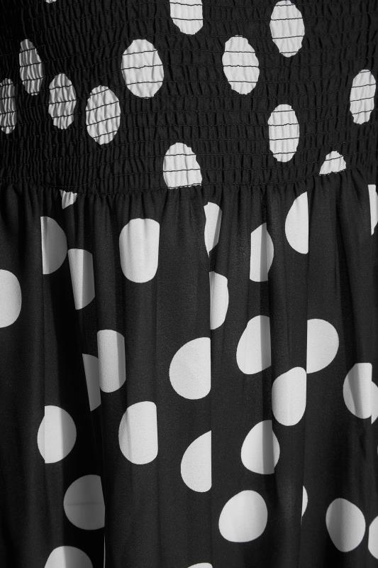 LIMITED COLLECTION Curve Black Spot Print Shirred Dress_S.jpg