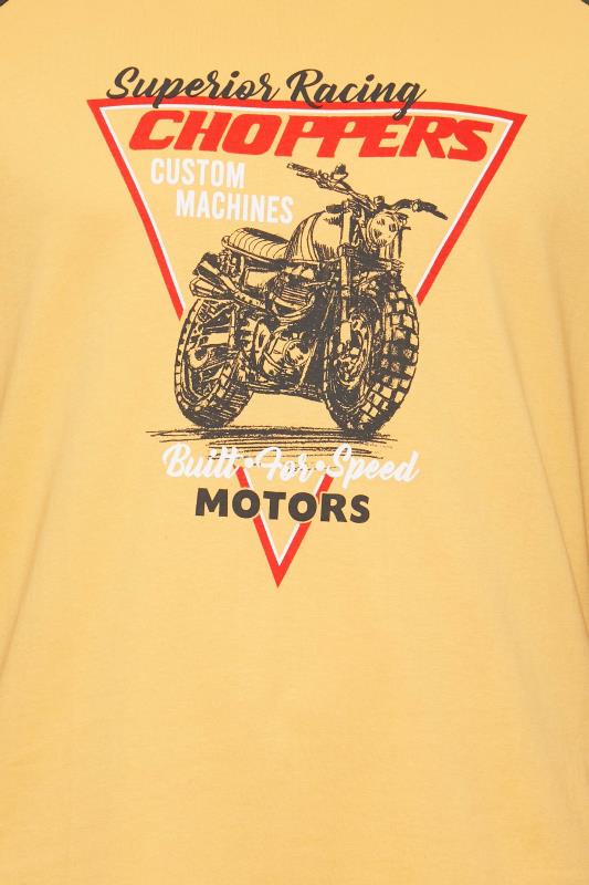 BadRhino Big & Tall Yellow Motorbike Print Raglan Long Sleeve T-Shirt | BadRhino 2