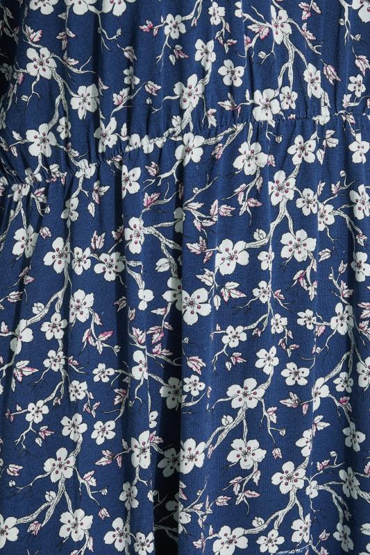 Plus Size Blue Floral Cold Shoulder Dress | Yours Clothing 5
