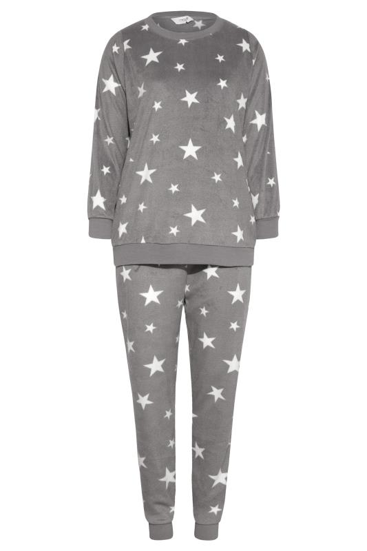 Plus Size Grey Star Print Fleece Lounge Set | Yours Clothing  6