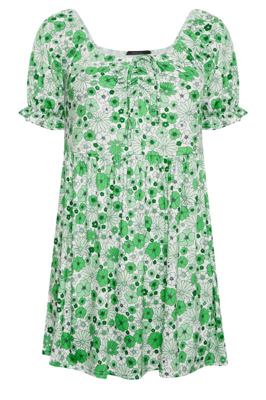 LIMITED COLLECTION Plus Size Green Floral Puff Sleeve Top | Yours Clothing 6