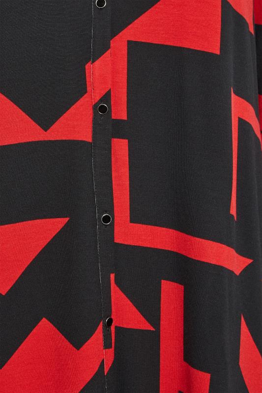 YOURS Curve Plus Size Black & Red Geometric Print Tunic Shirt | Yours Clothing  6