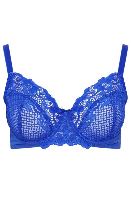 YOURSET 2 PACK Plus Size Cobalt Blue Lace Trim Bras | Yours Clothing 2