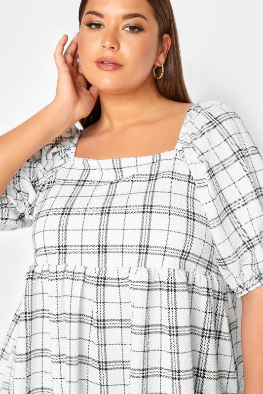 LIMITED COLLECTION Curve White Check Milkmaid Top 4
