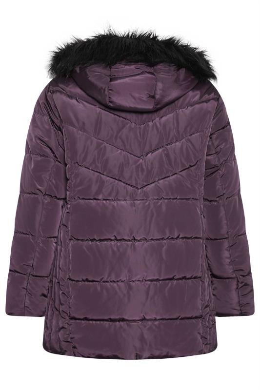 YOURS Plus Size Purple Puffer Coat | Yours Clothing 7